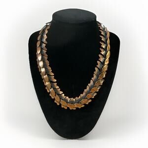 Vintage Rebajes MCM Articulated Copper Necklace Choker 3D 18"